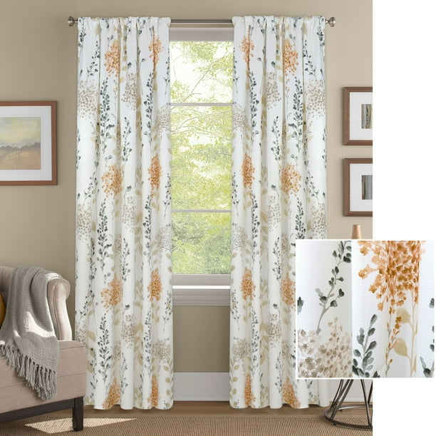 Better Homes and Gardens Hydrangea Floral Window Curtain Panel