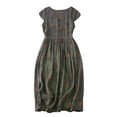 thumbnail image 2 of Ovzne Robes Grande Taille pour Femmes Courbées Robe pour Femme Robe à Manches Courtes Imprimée Surdimensionnée Jupe Mi-Longue Robe d'Été Manches Courtes Imprimée Liquidation, 2 of 7