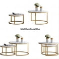 thumbnail image 6 of DEALTOPS Round Nesting Coffee Table, Set of 2 Modern Coffee Table with Faux Marble Top for Living Room, Apartment, Office - Gold, 6 of 7