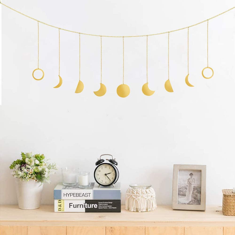 Golden Moon Phase Garland Wall Hanging Wedding Party Bohemian Home Bedroom Decor 