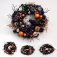 thumbnail image 6 of Halloween Wreath with Artificial Pumpkin Handmade Dry Twigs Black Pumpkin Orange Berries, 15.7 Inch Front Door Halloween Decorations for Indoor Outdoor Home Halloween Festival Decoration, 6 of 8