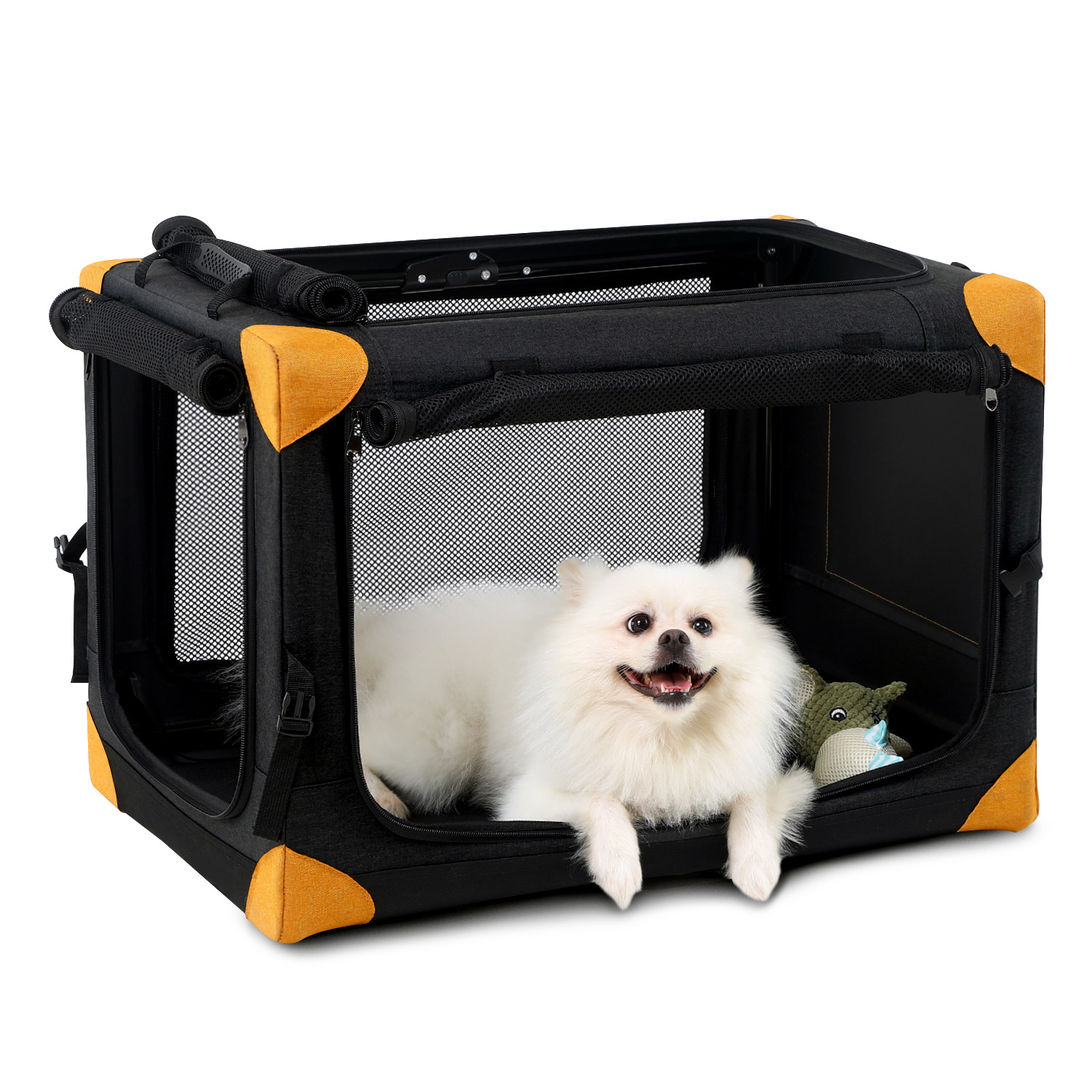 Dog Travel Crate Collapsible Dog Crate, 4 Door Portable Soft Dog Crate