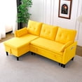 thumbnail image 2 of Convertible Sofa Bed,L-Shaped Sectional Sleeper Sofa with Storage Chaise,Cotton Linen Pull Out Sleeper Couch for Small Living Room,Apartment,Yellow, 2 of 7