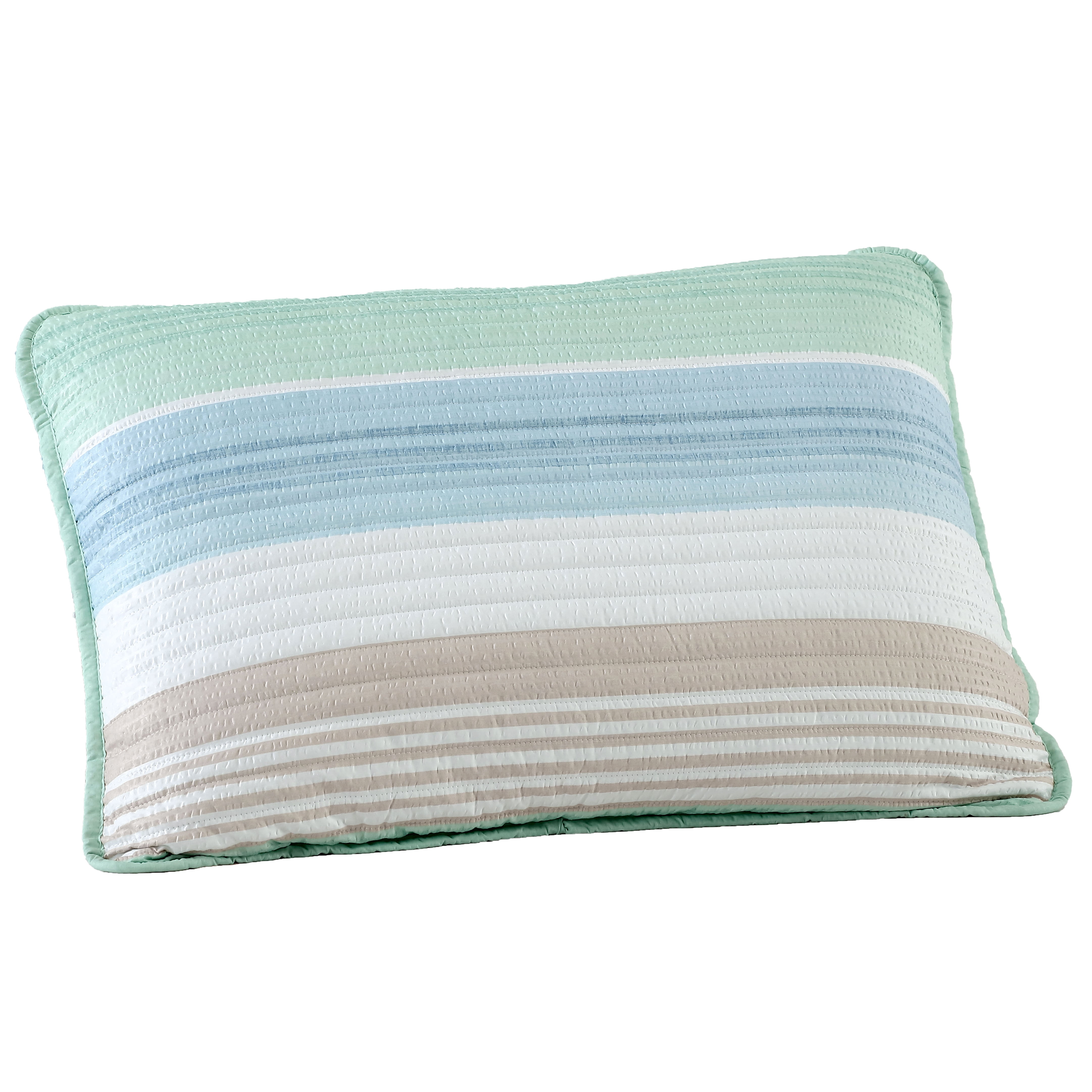 Beatrice Home Fashions, Coralinn Stripe 2PC Quilt Set, Twin, Sage/Blue