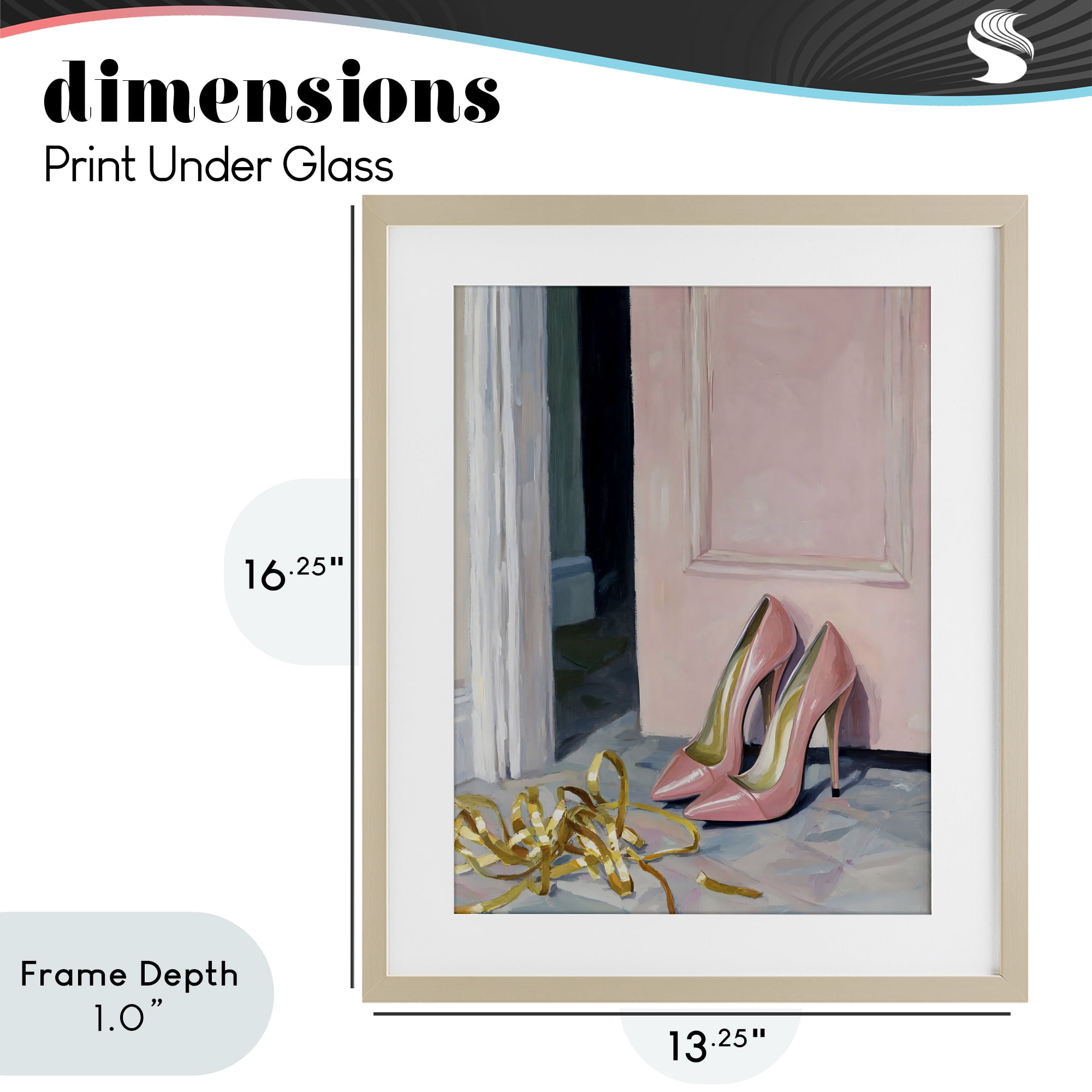 Stupell Industries Pink High Heels & Tinsel Birch Framed Print Under Glass, design by The Prints Vibe