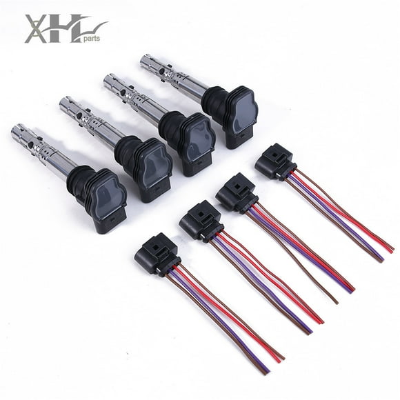 4pcs Ignition Coil &Plug for VW for Golf for Passat for Bora Beetle for Audi for A4 A6 for SEAT Leon
