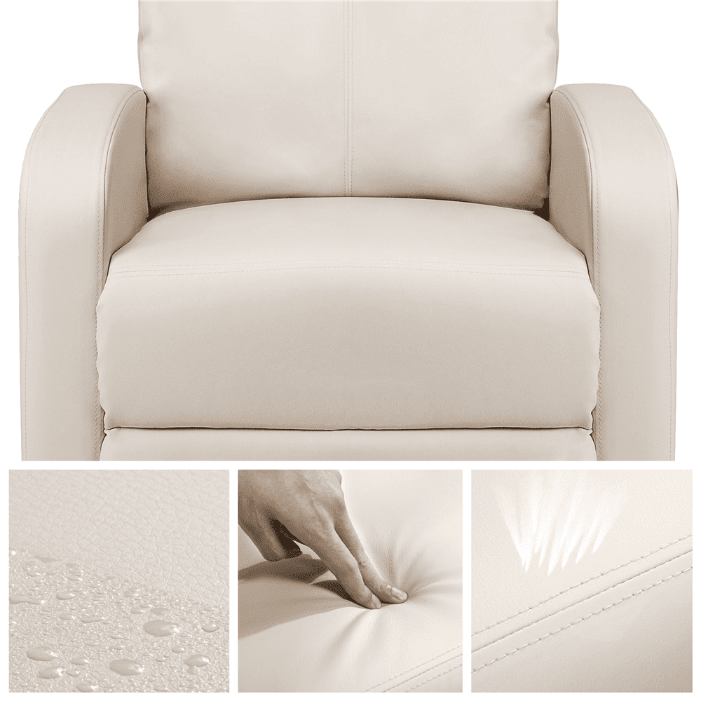Renwick Faux Leather Push Back Theater Recliner, Set of 2, Beige