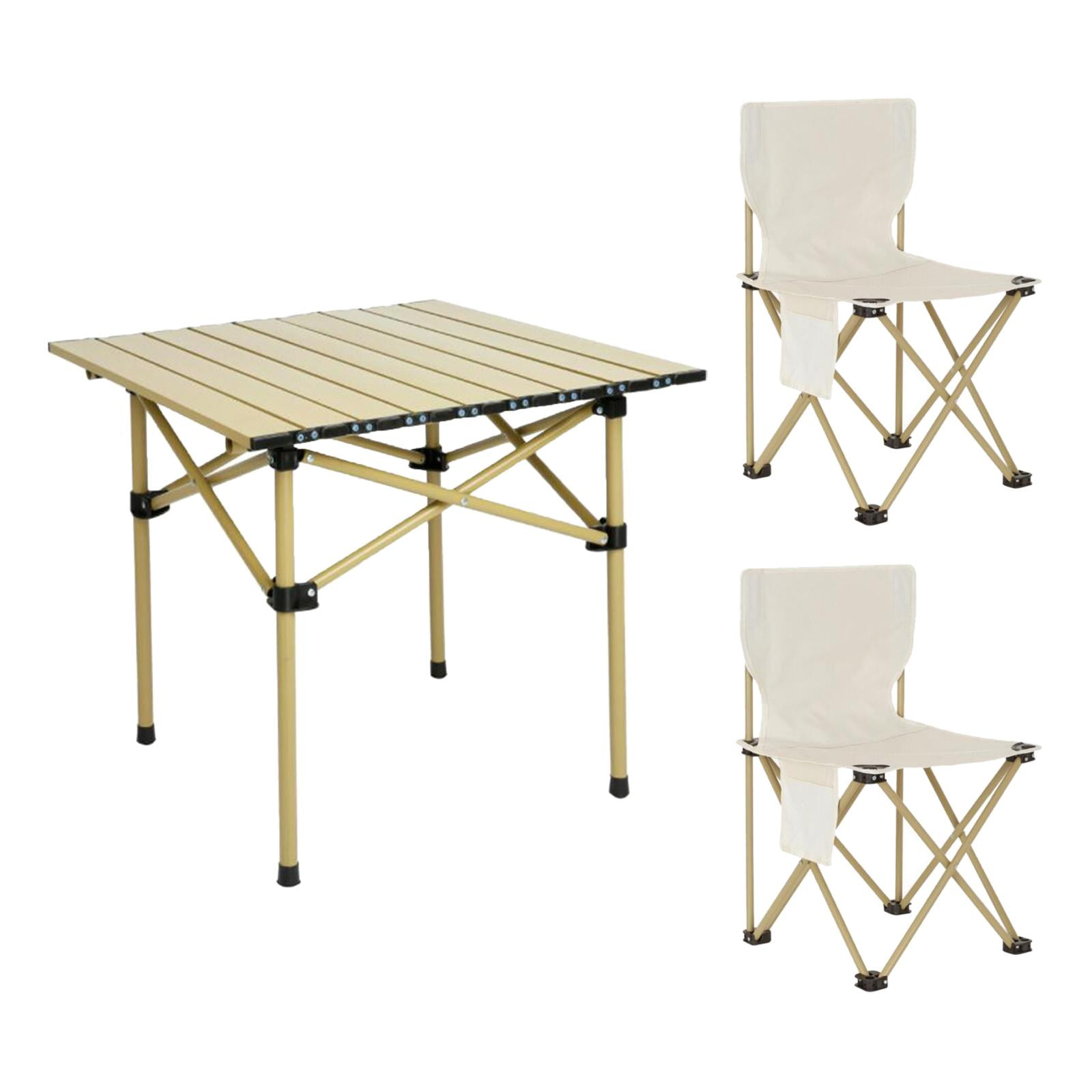 Camping Folding Table Chairs Set Steel Table Lightweight Beach Table Oxford Mat Chair Foldable