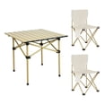thumbnail image 1 of Almencla Camping Folding Table Chair Set Steel Camping Table with 2 Stools, Patio Folding, 1 of 8