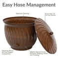 thumbnail image 6 of Sunnydaze 19.5" Metal Decorative Garden Hose Holder Pot with Lid, Brown Glaze, 6 of 12
