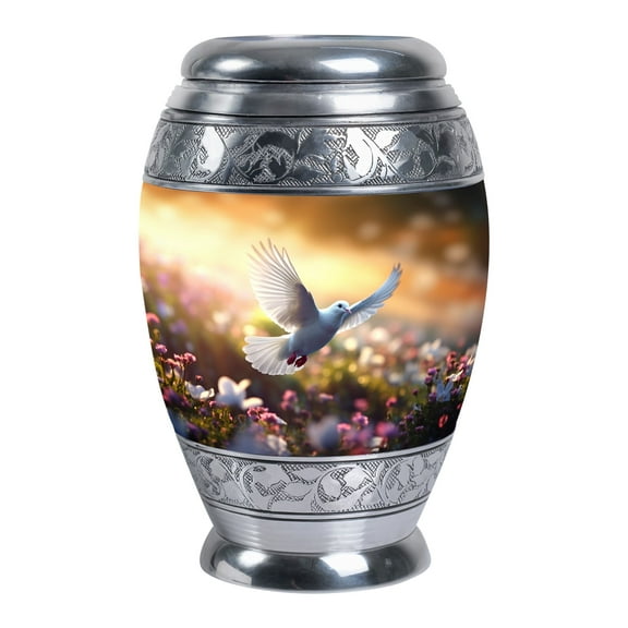 Large Dove Flying Clsoe To Flowers Urn For Human Ashes - Urn For Human Ashes Adult Women & Men - Ash Urns For Humans - Human Remain Urns - Urns For Cremation Ashes (Size - 10inch)