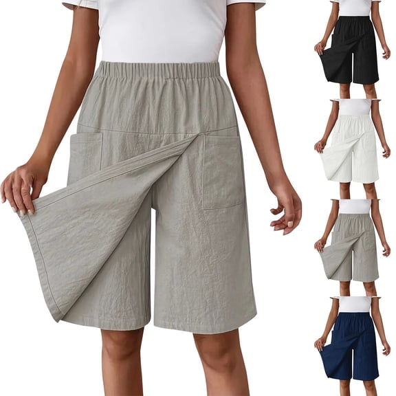 Spring Summer Solid Color 5 Pocket Casual Skirt Pants Women's Shorts Style Casual Pants Skirt