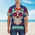 thumbnail image 2 of Fotbe Dead Day Party Hawaiian Shirt for Men Unisex Summer Beach Casual Short Sleeve Cotton Linen Button Down Shirts-Large, 2 of 5
