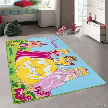 Most Popular Area Rugs AllStar Purple Rug Kids / Baby Room Area Rug. Princess Bright Colorful Vibrant Blue and Green Colors (4' 11