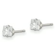 thumbnail image 2 of Sterling Silver 4mm Square Cubic Zirconia 4 Prong Stud Earrings, 2 of 3