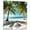 Lake Blue Dark Green, variant on Wall Art Prints, Ocean Beach Framed Canvas Prints for Bedroom Living Room Bathroom Office, Palm Trees Summer Tropical Island Seaside Gallery Wrap Wall Art Poster for Gifts Home Decor 16"x16"