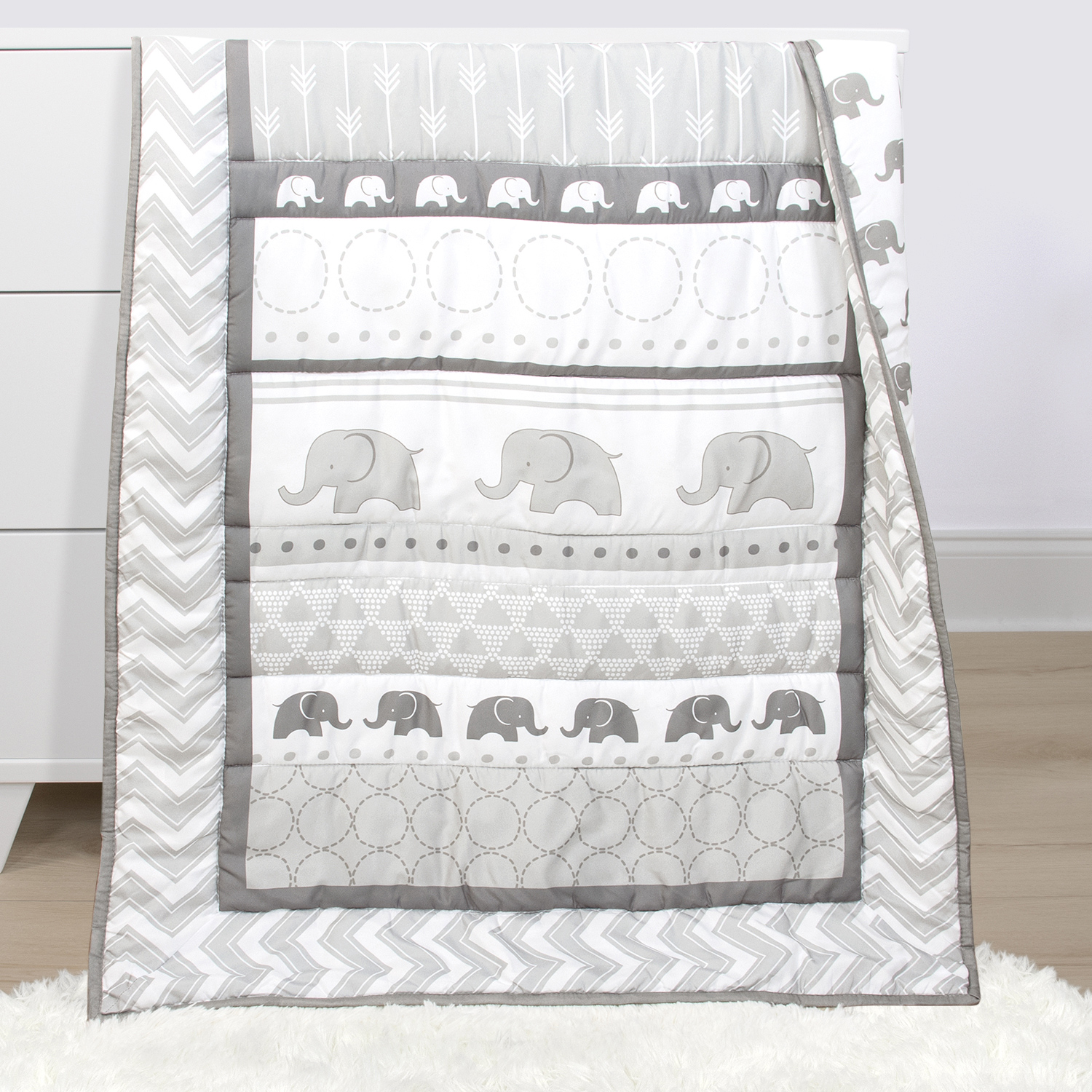 The Peanutshell Fairytale Forest Baby Crib Bedding Set and Stuffie Plush Toy, 4-Piece Set