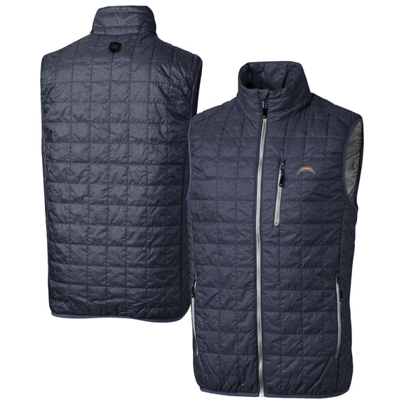 Men's Cutter & Buck Navy Los Angeles Chargers Rainier PrimaLoft Eco Insulated Full-Zip Puffer Vest