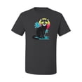 thumbnail image 2 of Cool California Beach Kitten Silhouette Sun Cat | Mens Cat Lover Graphic T-Shirt, Charcoal, Medium, 2 of 4
