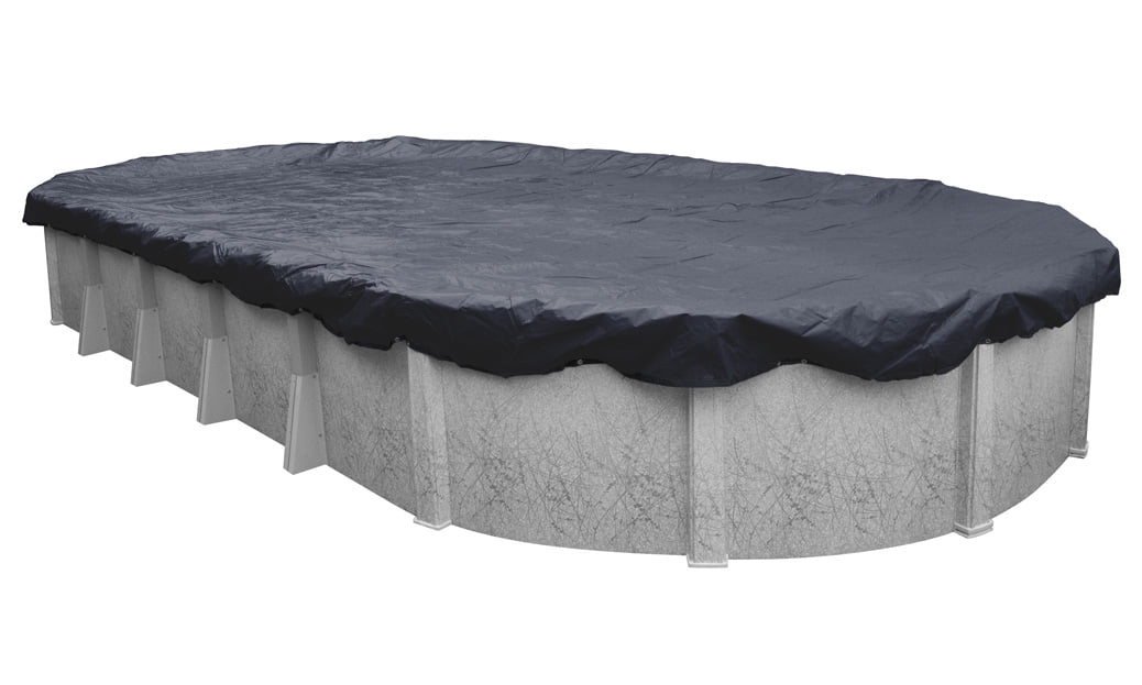 Pool Mate 8 Year Classic Navy Blue Oval Winter Pool Cover, 16 x 32 ft. Pool