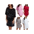 thumbnail image 1 of SUNSIOM Robe Courte à Paillettes Scintillantes pour Femme, Robe de Fête/Boîte de Nuit, Décontractée, Ample, Manches Courtes, Dos à Nouer, Robes à Paillettes, 1 of 9