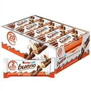 Kinder Bueno Milk Chocolate and Hazelnut Cream, Holiday Gift and Stocking Stuffer, 2 Individually Wrapped Chocolate Bars Per Pack, 1.5 Oz. (Pack of 20)
