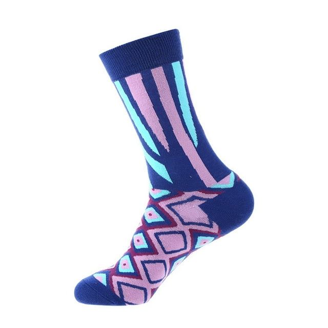 XIAQUJ Imprimé Géométrique Socks pour Hommes Femmes Socks Imprimé Socks Cadeaux Coton Long Drôle Socks Nouveauté Funky Mignon Socks Socks Bleu Taille Unique