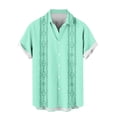 thumbnail image 6 of ZVAVZ Mens Cuban Collar Shirts Summer Guayabera Button Down Shirt Short Sleeve Oversized Vacation Tops Summer Lightweight Resort Wear Mint Green L, 6 of 7