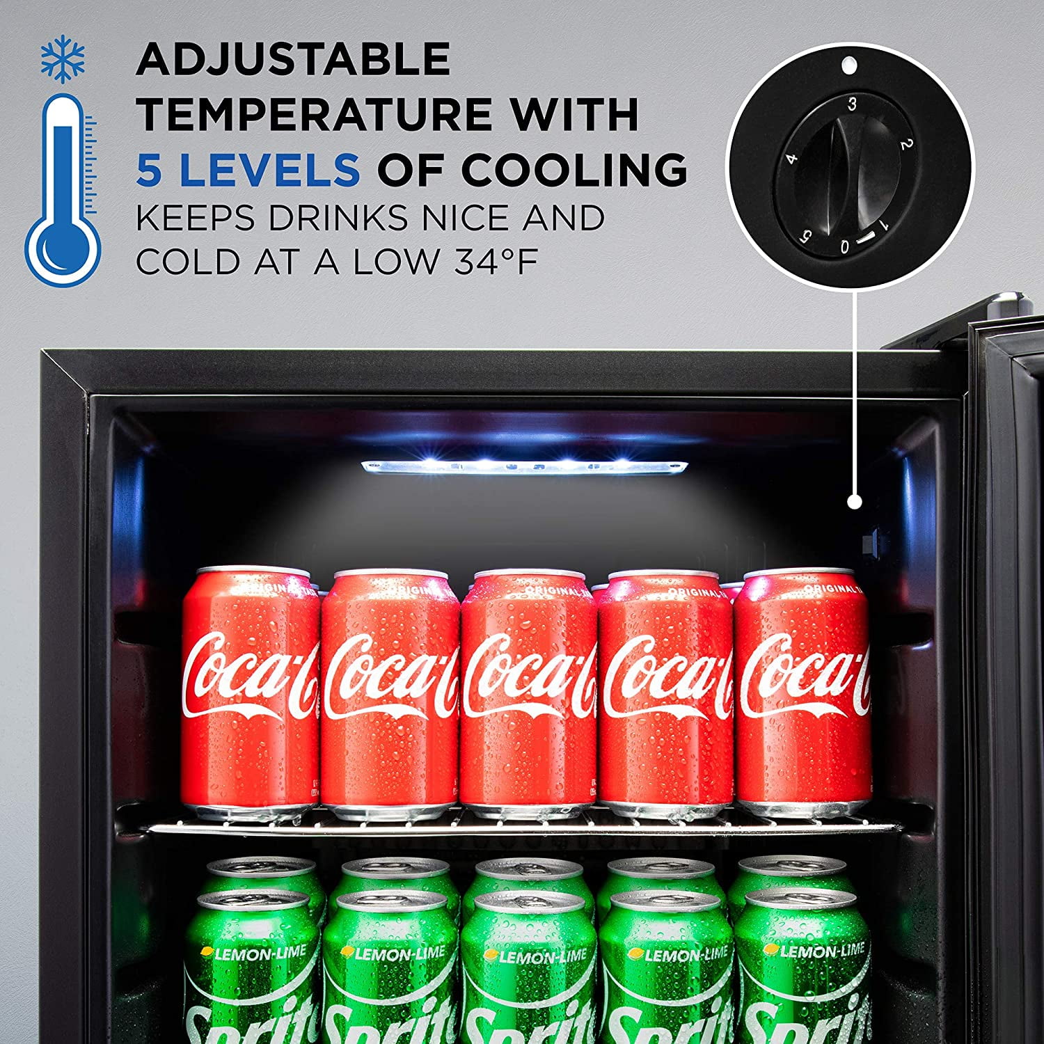 IVATION 101 Beverage Refrigerator Mini Fridge with Glass Door - Black