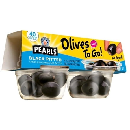 Pearls Olives To Go Black Pitted Olives 1.2 Oz 4 Pk