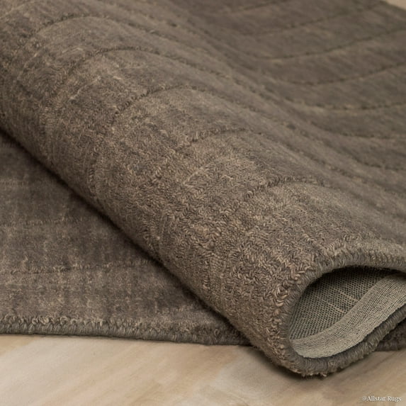 Allstar Grey Area Rug. Hand Made High-End Extra Soft Natural Wool with Hand Craving Designs (4' 11" x 7')