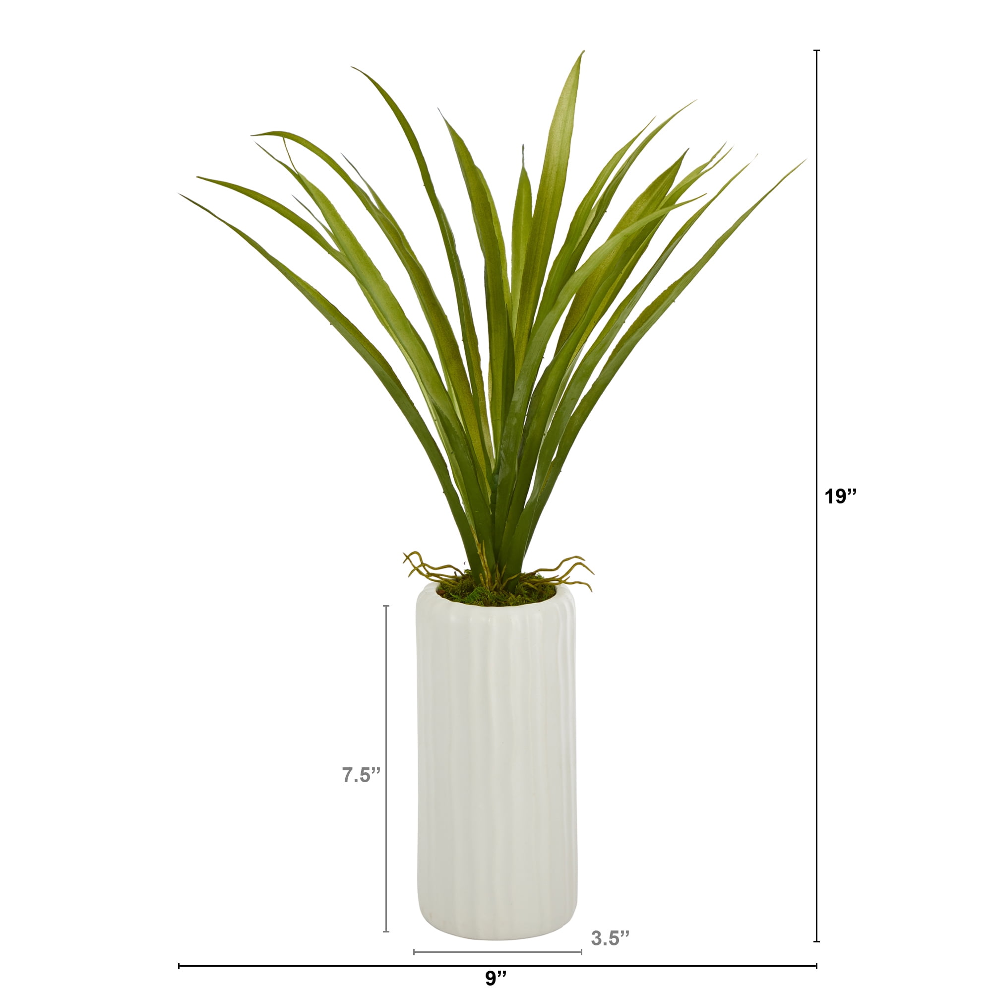 Nearly Natural 19in. Grass Artificial Plant in White Planter