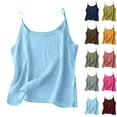 thumbnail image 7 of Brnmxoke Linen Crop Tank Tops for Women Spaghetti Strap Casual Summer Gauze Shirt Basic Sleeveless Layering Camisoles Beach Vacation Top White,XXL, 7 of 7