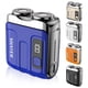 thumbnail image 1 of Mini afeitadoras portátiles para hombres, afeitadoras de doble cabezal magnéticas, resistentes al agua IPX7, recargables por USB, con un solo botón, afeitadoras eléctricas largas., 1 of 1