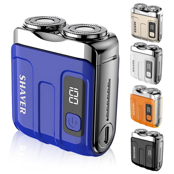 Mini afeitadoras portátiles para hombres, afeitadoras de doble cabezal magnéticas, resistentes al agua IPX7, recargables por USB, con un solo botón, afeitadoras eléctricas largas.