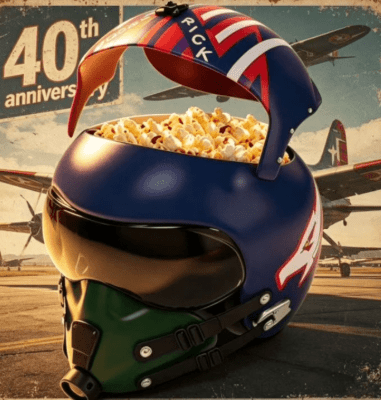 Top Maverick Pilot Helmet Popcorn Bucket, Large Reusable Plastic Popcorn Bowl, Goose & Maverick Helmet Shaped Snack Container, 40th Anniversary Collectible Popcorn Holder for Movie Night Home Party,A