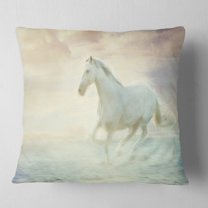 Designart Fantasy White Horse - Animal Throw Pillow - 16x16