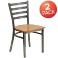 thumbnail image 2 of Flash Furniture 2 Pack HERCULES Series Silver Antique Finish with Clear Coat Ladder Back Metal Restaurant Chair - Natural Wood Seat, 2 of 8