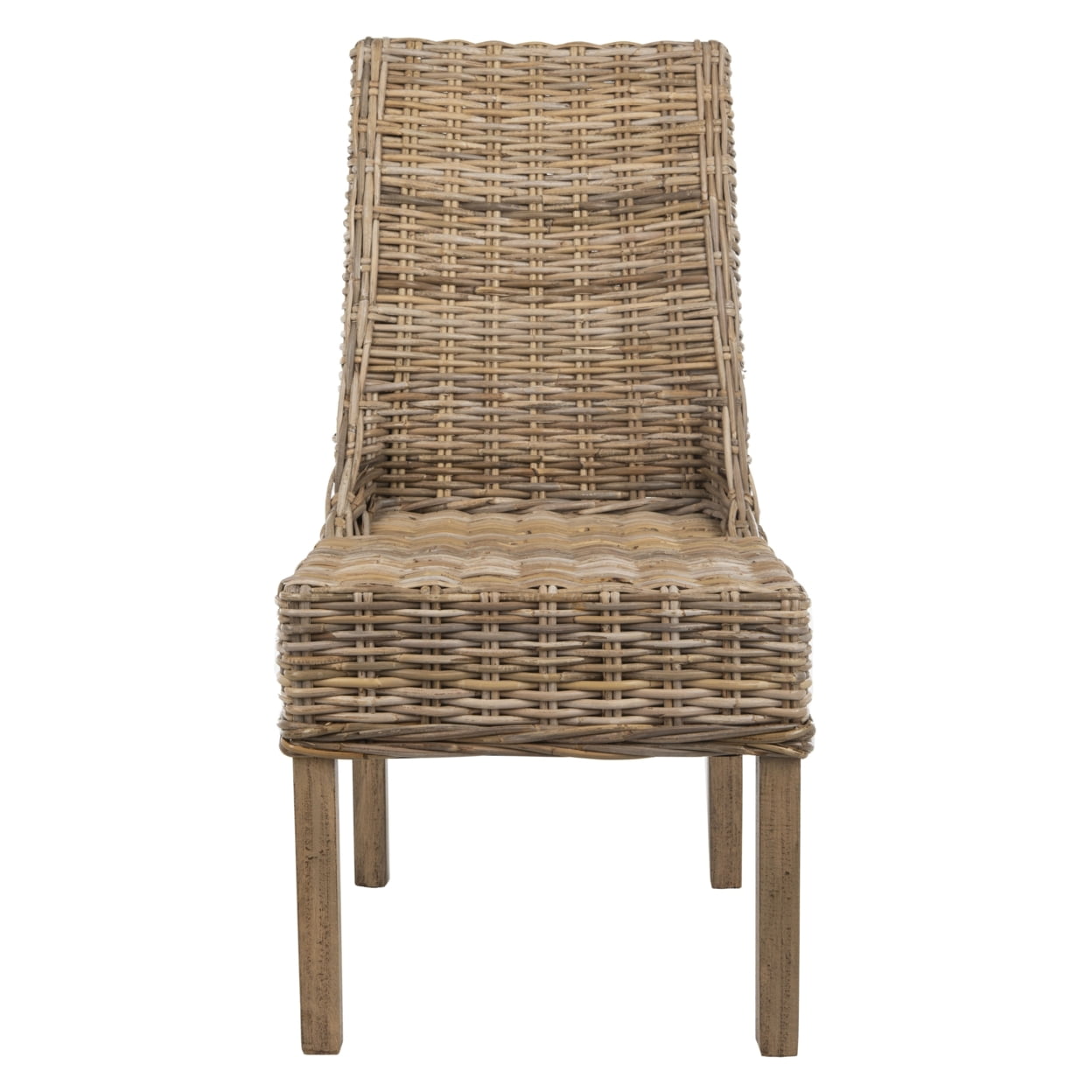 SAFAVIEH Suncoast Nautical Rattan Solid Dining Parsons Chair, Natural (Set of 2)