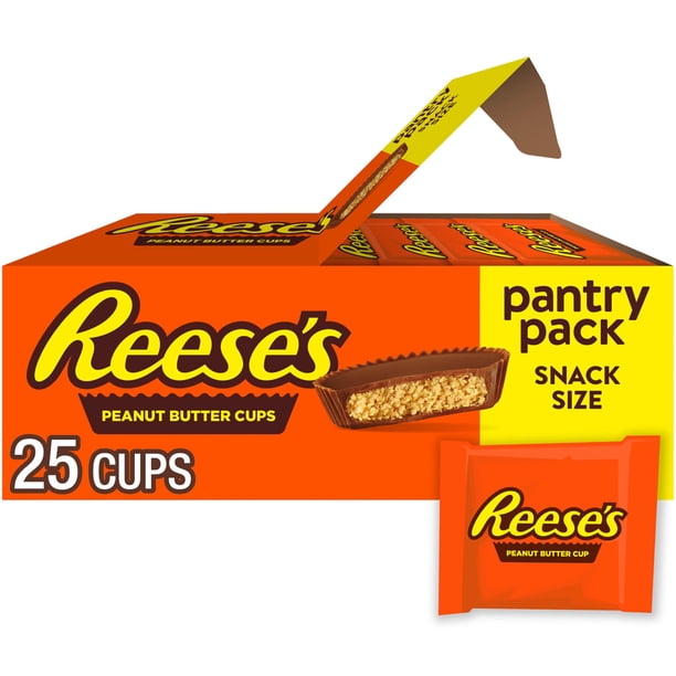 Reese's Tazas De Mantequilla De Maní De Chocolate Con Leche, Caramelos De Tamaño De Aperitivo, Sin Gluten, Envueltos Individualmente, Paquete De Despensa, Paquete De Despensa De