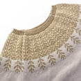 thumbnail image 6 of GEWSEY Womens Christmas Sweater Vintage Fair Isle Print Sweater Long Sleeve Oversized Fair Isle Crewneck Knit Sweaters (Coffee, L), 6 of 9