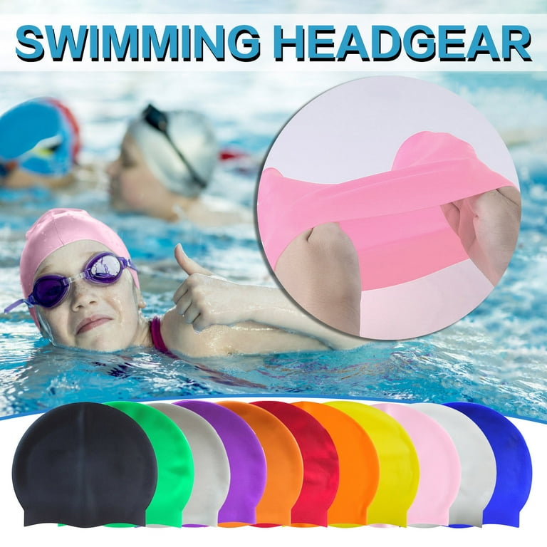 VerPetridure Unisex Swim Caps with 3D Ear Protection,Durable Flexible  Silicone Swimming Hats for Women Men Kids Adults,Bathing Swimming Caps for