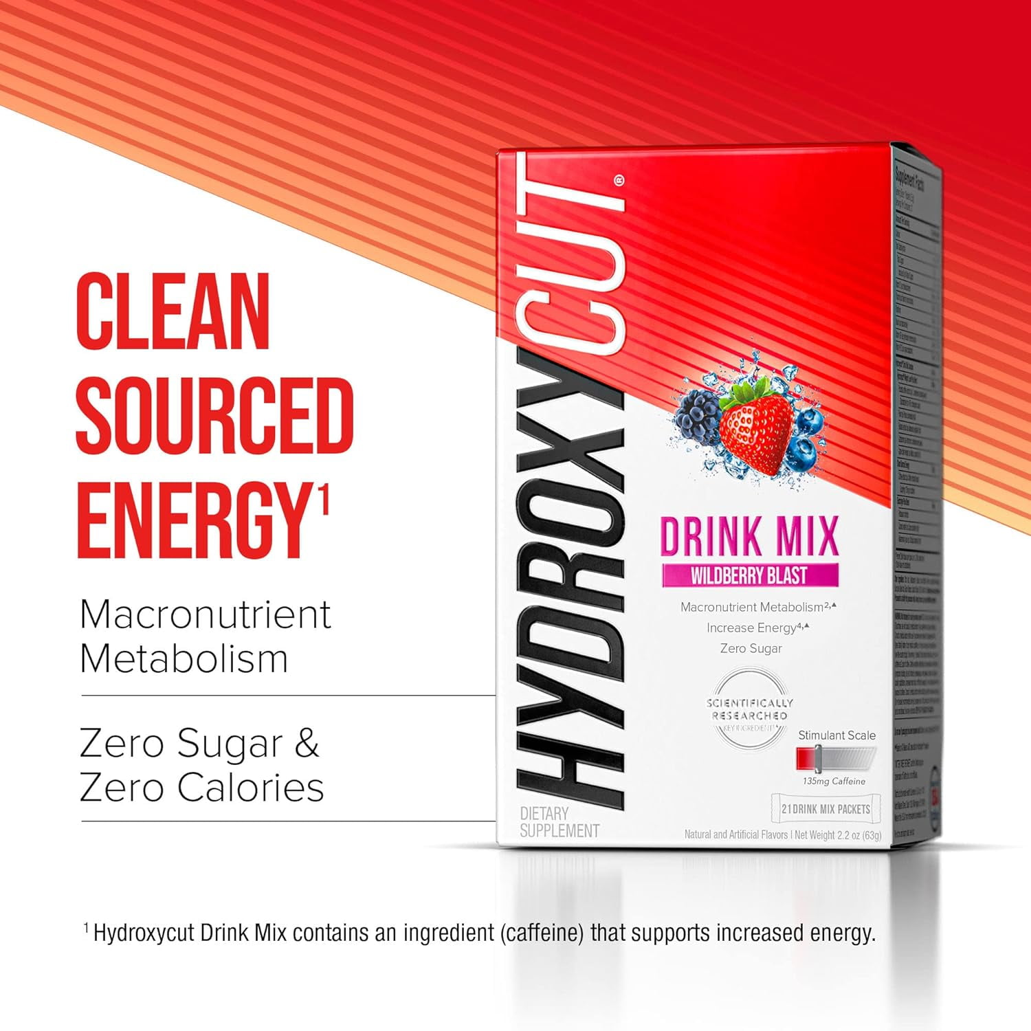 Hydroxycut Wildberry Blast Flavor Energy Drink Powder, 21 Packets, 2 Packs