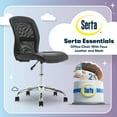 thumbnail image 2 of Serta Essential Armless Task Chair, Small Desk Chairs with Wheels, Breathable Mesh Back and Faux Leather, Quality Foam Cushion Seat for Comfort, Minimal Design for Vanity Table, Black, 2 of 14