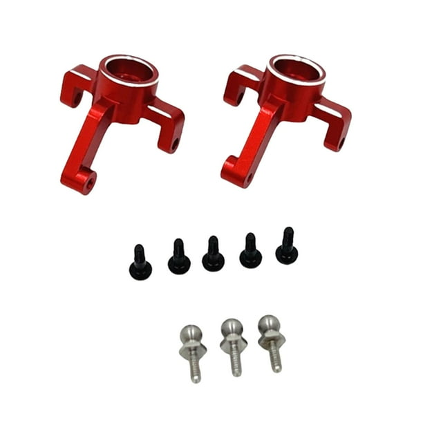 2 nudillos de dirección delanteros RC 1/24, ligeros, resistentes rojo y plata