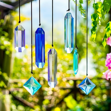 ACDANC 7pcs Crystal Prism Suncatchers - Rainbow Window Decor for Indoor&Outdoor Use,Home Garden Hanging Ornaments with Crystals