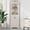 Beige + Particle Board + MDF, variant on 2-Tier Storage Cabinet with Sliding Doors for Living Room, Modern Wooden Organizer with Open and Closed Shelves, Natural+White MDF, 23.62W x 11.81D x 23.62H