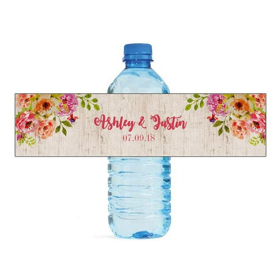 100 Bohemian Floral Wedding Anniversary Water Bottle labels Engagement Party Birthday