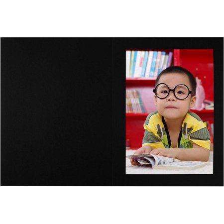 Portrait Photo Holders | 6" X 8" | Black Linen | 100Lb. Cover | 100 Qty