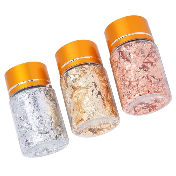 Hoja Metálica De Imitación, Juego De Copos De Lámina De Oro De Varios Usos Brillantes Asombrosos Para La Mayoría De Las Personas Para La Belleza Y El Cuidado De La Piel ANGGREK Imitation Gold Foil Flakes